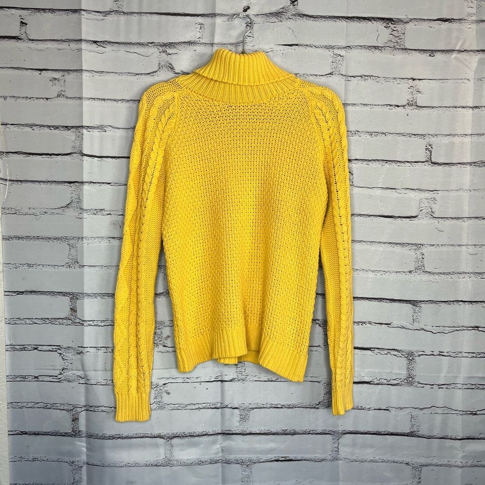 Vintage Lauren Ralph Lauren Mustard Yellow Knit Turtleneck Sweater Y2K M Preppy